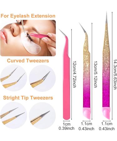 3Pcs Double Ended Nail Art Tweezers Set - Stainless Steel Straight Curved Tip, Silicone Head - Precision Lash, Rhinestone Picker Tool for Women & Girls - Buy Online on GoSupps.com
