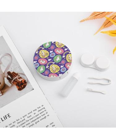 Magic Pattern with Unicorn Contact Lens Travel Kit Portable Cute Contact Box with Mirror for Daily Outdoor - Buy Online on GoSupps.com