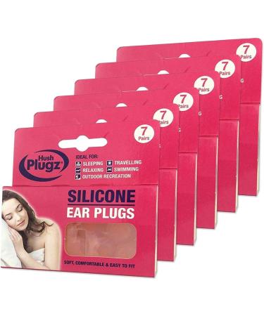 Hush Plugz Silicone Earplugs 7 Pairs X 6 (Price inclusive of 20% VAT) Pink 7 Count (Pack of 6) - Buy Online on GoSupps.com