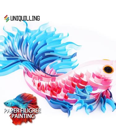 Uniquilling Quilling Paper Kit for Adults & Kids - DIY Handmade Filigree Painting Set for Home Decor - 8x10 inch Betta Design - Perfect Gift Idea - Buy Online on GoSupps.com