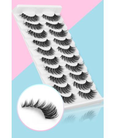 False Eyelashes Clear Band Mink Lashes Fluffy 5D Soft Fake Eyelashes Faux Mink Lashes Natural Look Cat Eye 14MM Fluffy Light Volume Eyelash 10 Pairs  - Buy Online on GoSupps.com