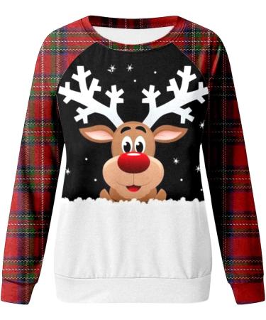 Women's Christmas Snowman & Penguin Print Sweatshirt | Xmas Raglan Top | Comfy & Warm Winter Pullover | Black XL - Buy Online on GoSupps.com