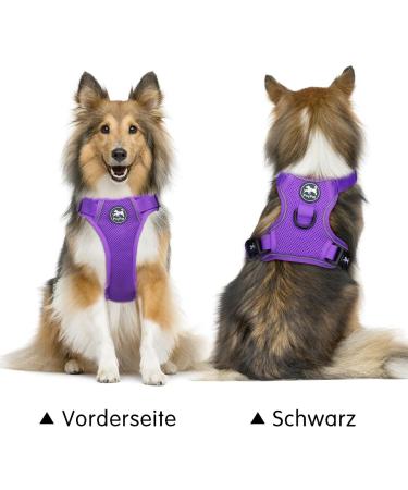 POPOTET Reflective Dog Harness - Soft Breathable Mesh with Adjustable Fit | Comfort & Safety in Violet (Large) - Buy Online on GoSupps.com