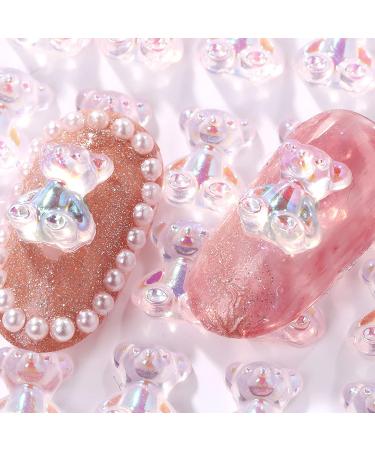 Aurora Bow Nail Charms 100PCS - 3D Love Heart & Bear Designs for Women - Resin Nail Art Decorations - Buy Online on GoSupps.com