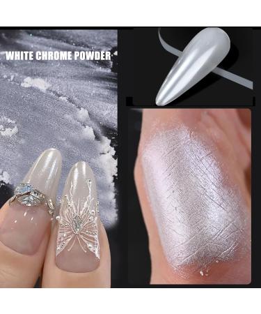 Buy 2Pcs White Chrome Nail Powder - Moonlight Pearl for Stunning Auroral Effect | Gel Nail Glitter Art Design - International Shipping Available - Buy Online on GoSupps.com