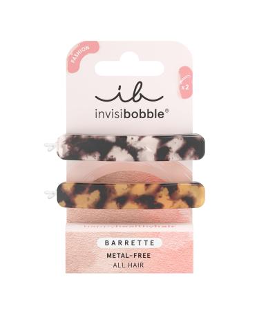 Invisibobble Barrette 2x hair clip narrow slippery hair clip brown & white leo pattern hair clip rectangular women designed in the heart Munich Havana mom