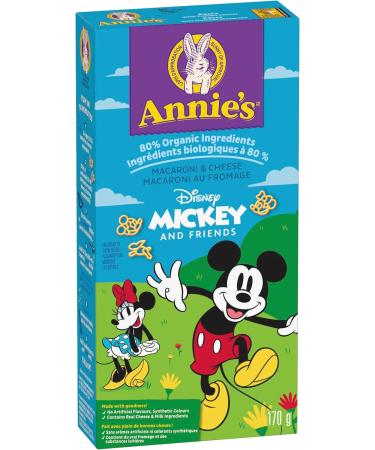 ANNIE'S - MACARONI AND CHEESE Disney Mickey and Friends No Artificial Flavours or Synthetic Colours Contains Real Cheese and Milk Ingredients 80% Organic Ingredients 170 Grams Package - Buy Online on GoSupps.com