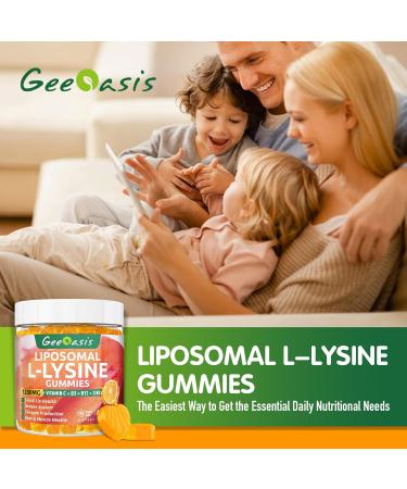 Liposomal L-lysine Gummies 1200mg, Lysine Chewable Supplement with Vitamin C, D3, B12 & Zinc for Adults & Kids, Immune & Collagen Support, Lips & Skin Health, Vegan, Natural Fruit Flavor, 60CT - Buy Online on GoSupps.com