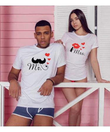 Colevkie Mr Mrs Tshirt for Husband Wife Couple Tshirt for Him and Her Boyfriend Girlfriend 1 Piece White-mrs X-Small - Buy Online on GoSupps.com