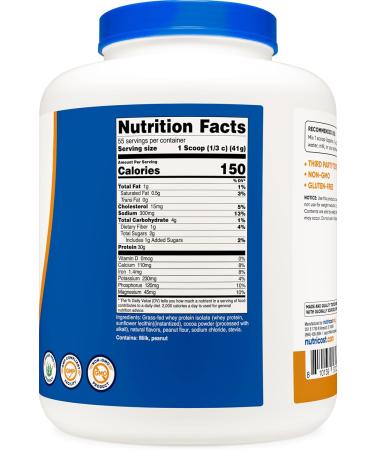 Nutricost Grass-Fed Whey Protein Isolate - Chocolate Peanut Butter - Non-GMO & Gluten Free - 5LBS International Shipping - Buy Online on GoSupps.com