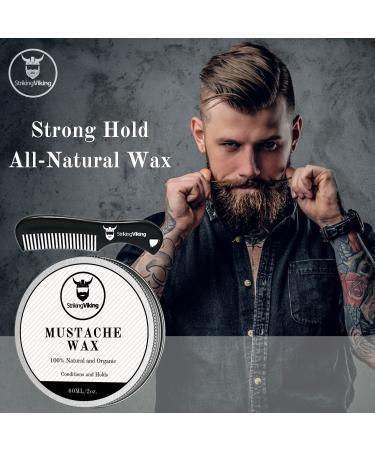 Viking Mustache Wax & Comb Kit - Strong Hold Natural Beeswax for Men | Tame & Style Mustaches & Beards (2 oz) | Unparroted Fragrance (2 Pack) - Buy Online on GoSupps.com