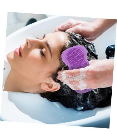 Collbath Silicone Shampoo Brush - Scalp Massage Brush for Easy Hair Wash - 11.5x6cm Purple - Best Bath Washers for Ultimate Scalp Care - Buy Online on GoSupps.com