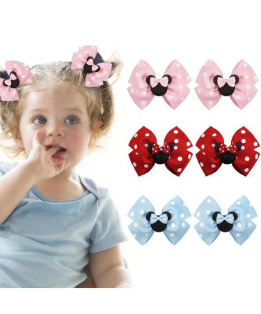 AYNKH 3 Pairs Hair Clips for Girls Cute Bows Polka Dot Barrettes Kids Hair Accessories for Birthday Children's Day