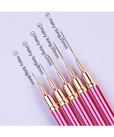 5Pcs Nail Arts Liner Brushes Painting Brush Set Thin Nail Arts Dotting Drawing Pen 4/8/12/20/25mm Suitable For Home Use - Buy Online on GoSupps.com