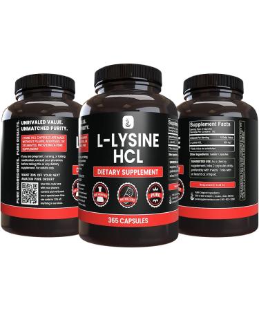 Buy PURE ORIGINAL INGREDIENTS L-Lysine HCl - 365 Capsules No Fillers Lab Verified - Pure & High Quality Supplement for Immune Support - Buy Online on GoSupps.com
