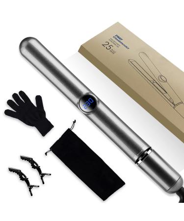 Flat Iron Hair Straightener and Curler 2 in 1 Hair Straightening Iron Negative Ion Curling Iron with Adjustable Temp for All Hair Types Curling Straightening Iron Combo(Gray)