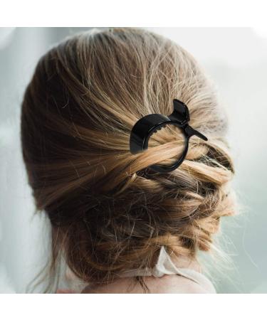 Lurrose Round Inner Toothed Hair Clip Set - Black | Strong Tension Hair Claw for Ponytails - Buy Online on GoSupps.com