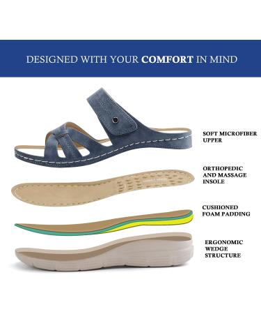 Ortho+rest Women's Orthotic Slides - Comfortable Navy Orthopedic Sandals with Arch Support - Buy Online on GoSupps.com