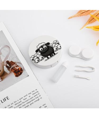 Portable Cartoon Black White Sheep Contact Lens Case - Travel-Friendly Storage Box for Contacts - Buy Online on GoSupps.com