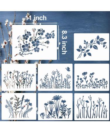 Large Wild Flower Stencils for Painting - Reusable Leaf, Cherry Blossom, Vine Designs - 11X8.3 inches - Ideal for Walls, Furniture, Canvas - Drawing Stencils for Wood & Card - Buy Online on GoSupps.com