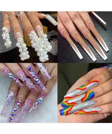 TOEDO 3XL Extra Long Square Nail Tips - 120PCS Full Cover Coffin Fake Nails Kit - Acrylic Press On Nails for Extension - 12 Sizes with Storage Box - Clear Square-Cut Design - Buy Online on GoSupps.com
