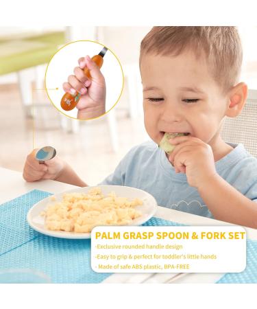 Lehoo Castle Children's Cutlery Set - 6-Piece Stainless Steel Forks Spoons & Knife for Toddlers - Orange Baby Cutlery Ideal for Kids - Buy Online on GoSupps.com