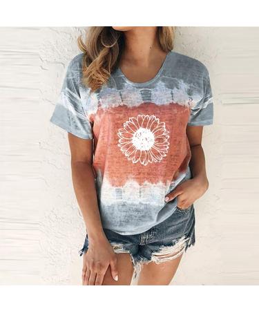 Women's T-Shirt Summer Women's Blouse Short Sleeve Floral Print T-Shirt Clothing Woman Basic Shirt Pullover Crew Neck Clothes T-Shirt Tops Casual Plain Tops Women's Blouse Gray L - Buy Online on GoSupps.com