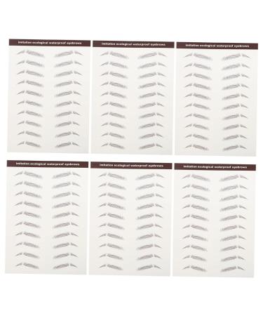 Balacoo 6pcs Eyebrow Stickers 3d Stickers Brown Eyebrow Sticker Imitation Eyebrow Sticker 6d