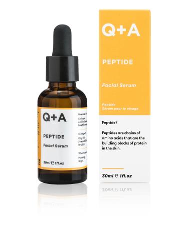 Q+A Peptide Facial Serum - Anti-Ageing Peptide Face Serum for Revitalised Youthful Skin Water-Based Fast Absorption Contains Pure Peptide Magnesium PCA and Hyaluronic Acid for Hydration 1fl.oz