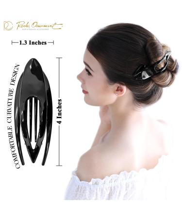 RC Roche 6-Piece French Hair Clips - High-Quality Non-Slip Hair Clamps for Women & Girls - Medium Black - Buy Online on GoSupps.com