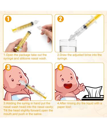 Baby Nasal Irrigation Set with Silicone Tips for Hygiene - 2pcs Yellow Nasal Wash Syringe & Aspirator - Buy Online on GoSupps.com