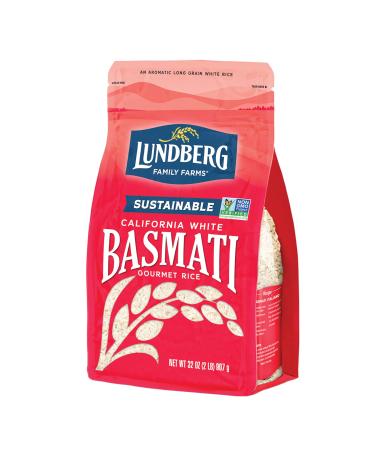 Lundberg Family Farms - California White Basmati Rice, Pleasant Aroma, Fluffy Texture, Won't Clump When Cooked, Pantry Staple, Non-Sticky, Gluten-Free, Non-GMO, Vegan, Kosher (32 oz)