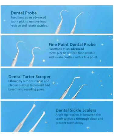 Professional Dental Oral Hygiene Tool Kit 11 Stainless Steel Tools for Teeth Cleaning Scaling and Care - Buy Online on GoSupps.com