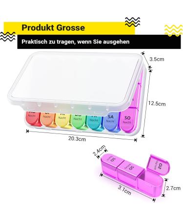 Tablet Box - 7 Days 3 Compartments | German Pill Organizer with 21 Compartments - Ideal for Daily Medication - Buy Online on GoSupps.com