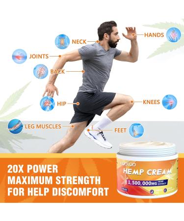 Premium Hemp Cream for Pain Relief - 1 500 000mg Infusion with Menthol & Ginger | Soothes Muscles Joints Back & More | Made in USA - Buy Online on GoSupps.com