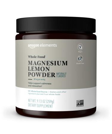 Amazon Elements Whole Food Magnesium Lemon Powder 9.13 Ounce (70 servings)