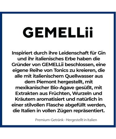 GEMELLii Blueberry Tonic Water - 4x200ml Bottles | Natural Ingredients | Sweetened with Agave Syrup | Made in Italy - Buy Online on GoSupps.com