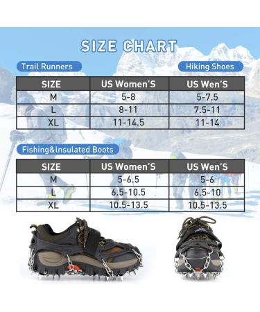 20-Spikes Traction Cleats for Ice and Snow - Ideal for Walking, Jogging, Climbing, Fishing, Hiking - Large Size - Buy Online on GoSupps.com