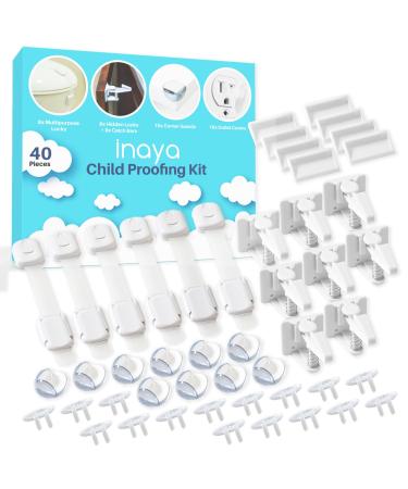 Complete Baby Proofing Kit - Child Safety Hidden Locks for Cabinets & Drawers, Adjustable Safety Latches, Corner Guards and Outlet Covers - Baby Proof Pack to Keep Your Child Safe at Home
