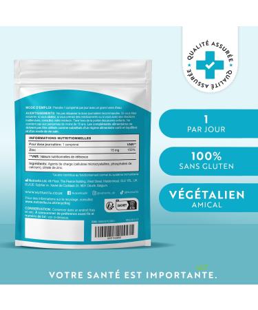 Zinc 15 mg - 400 Vegan Tablets (12 months) - Zinc Dietary Supplement maintain a normal immune system bones hair and nails and skin - High absorption - Nutravita - Buy Online on GoSupps.com