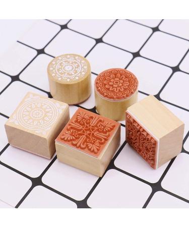 Fciqven 12Pcs Floral Pattern Wooden Rubber Stamps - Perfect for Scrapbooking and DIY Craft Cards - Buy Online on GoSupps.com