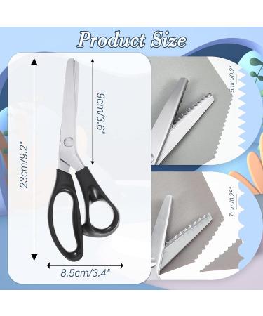 Pinking Shears Set 7mm Scalloped & 5mm Zig Zag | Professional Handheld Serrated Crimping Sewing Scissors for Fabric, Leather, Paper - 2 Pcs - Buy Online on GoSupps.com