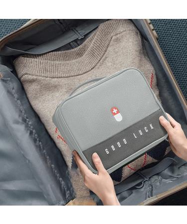 Large Capacity Waterproof Medication Bag - Portable Medical Storage for Home Office & Travel (2-Pack Gray) - Buy Online on GoSupps.com