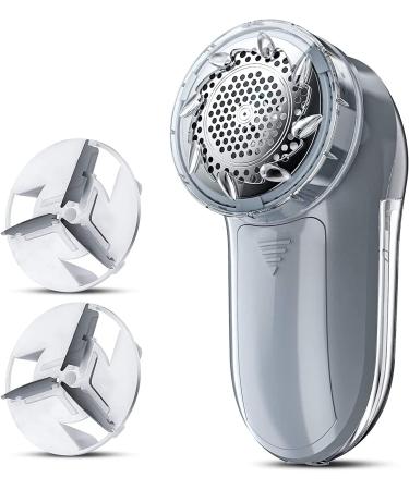 Fabric Lint Shaver - Fuzz Remover - Two Power Modes (AC Adapter and 2 AA Batteries) Safety Cover 3 Adjustable Shave Heights for Wool Sweaters with 1.8M USB Cable (Gray)