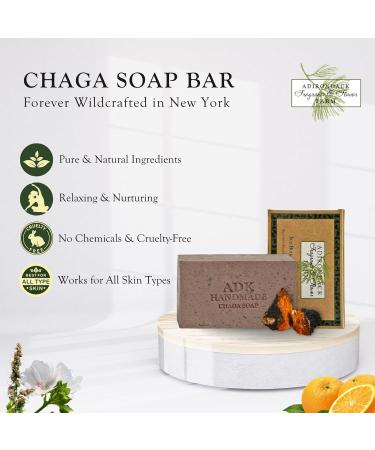 ADK Natural Chaga Soap Bar 16 oz - Handmade Organic Vegan Olive Oil Soap for Dry Sensitive Skin - Moisturizing Body Soap for Men Women & Babies - Buy Online on GoSupps.com