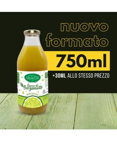 Valle del Crati Organic Calabrian Bergamot Juice | Fresh and Thirst-Quenching Drink | No Added Sugars and No Preservatives | 100% Pure Bergamot Juice | 12 bottles of 720ml - Buy Online on GoSupps.com