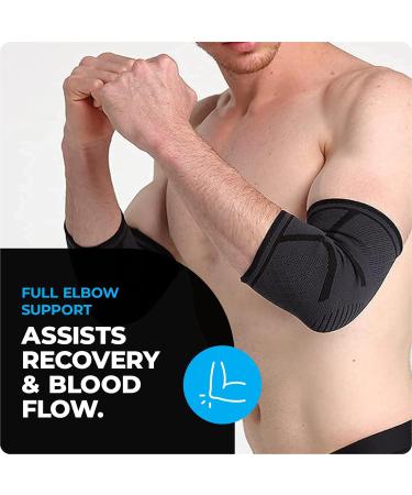 VITTO XL Black Elbow Support Sleeve - Compression Brace for Tendonitis, Arthritis, Tennis & Golfers Elbow - Ideal for Men & Women - Perfect for Weightlifting - Injury Prevention - Single - Buy Online on GoSupps.com
