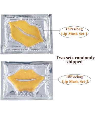 KlsyChry 15pcs Gold Gel Collagen Lip Mask Moisturizing Lip Plumper Patches Crystal Lip Pads for AntiWrinkle AntiAging AntiChapping Firms and Moisturizes Lips - Buy Online on GoSupps.com