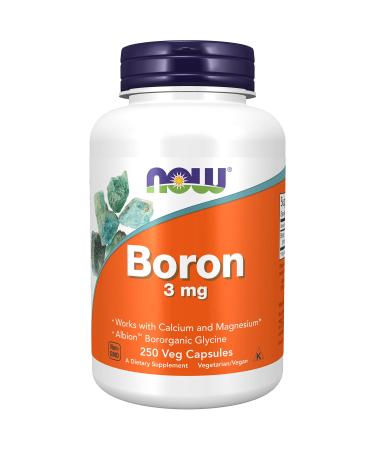 Now Foods Boron 3mg 250 Vegan Capsules Lab-Tested Gluten Free Soy Free Non-GMO Vegetarian