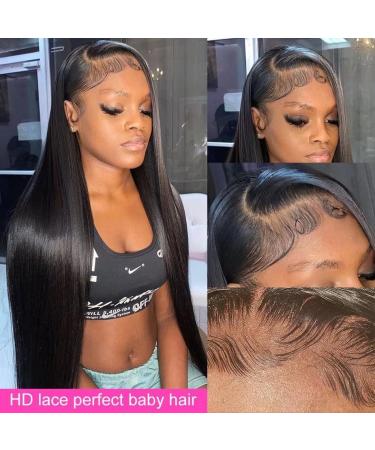 28 inch Bele Brazilian Virgin Human Hair Lace Front Wig 180% Density - Natural Color HD Deep Part Straight Wig for Black Women - Buy Online on GoSupps.com
